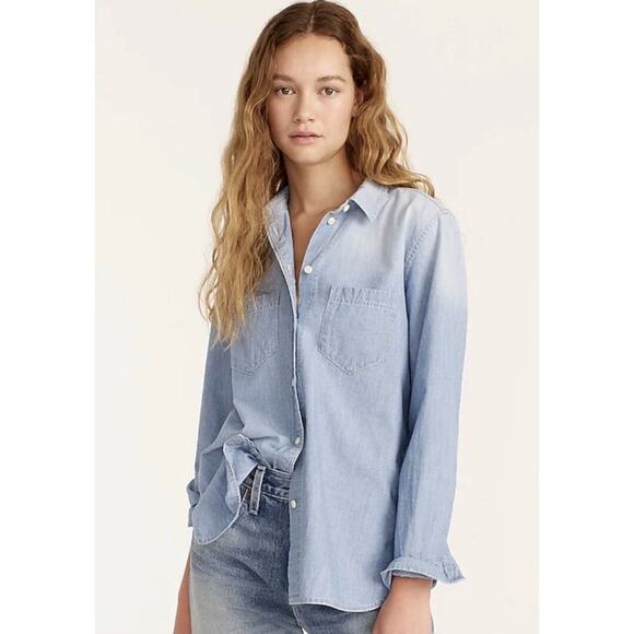 J CREW Classic-fit Chambray Shirt Relax Fit Women's 2 New - Picture 1 of 14